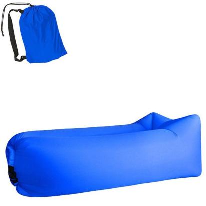 Saltea Gonflabila tip Sezlong Lazy Bag pentru Plaja sau Casa cu Rucsac Transport, Culoare Albastru