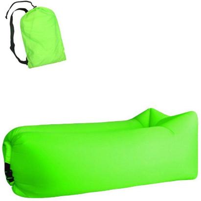 Saltea Gonflabila tip Sezlong Lazy Bag pentru Plaja sau Casa cu Rucsac Transport, Culoare Verde