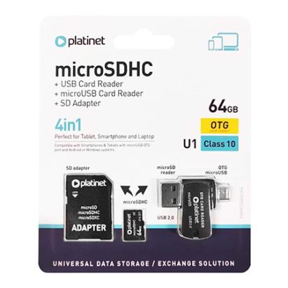 MICRO SD CARD 64GB OTG/CARD READER/ADAPTOR PLATINET EuroGoods Quality