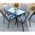 Masa cu Blat din Sticla si Cadru Metalic pentru Terasa, Gradina sau Balcon, Dreptunghiulara 110x60cm