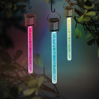 Lampa Solara LED Tub cu Bule Suspendabila, RGB Multicolor, Lumina in Culori Alternante, Inaltime 18cm