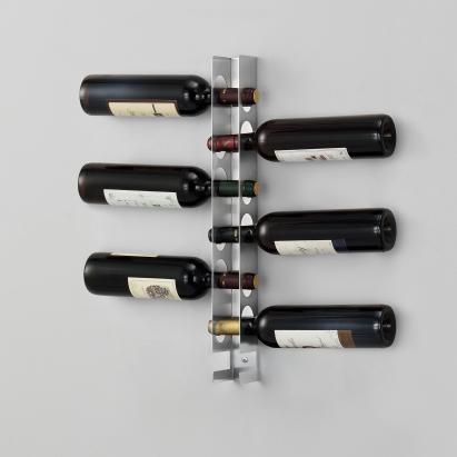[en.casa] Raft suport pentru sticle cu vin Pfalz 6, 55 x 5 x 7 cm, otel inoxidabil, argintiu, pentru 6 sticle cu vin HausGarden Leisure